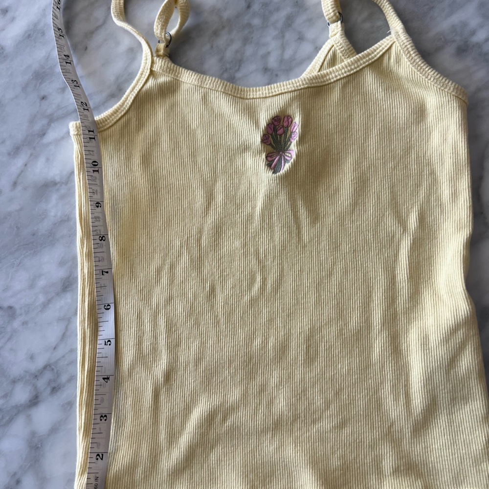 Hollister Yellow tank top with Floral Embroidery